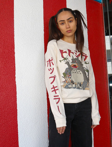 Godzilla totoro hybrid popkiller original graphic apparel long sleeve.