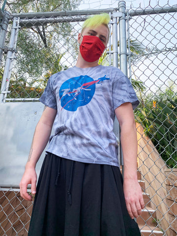 Tie dye Nasa logo graphic t-shirt.