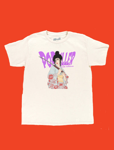 Bad ass Japanese female samurai graphic t-shirt.