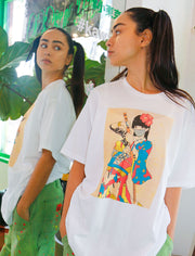 Masked anime samurai girl graphic tee by Japanese artist Sci Fi Girl.
