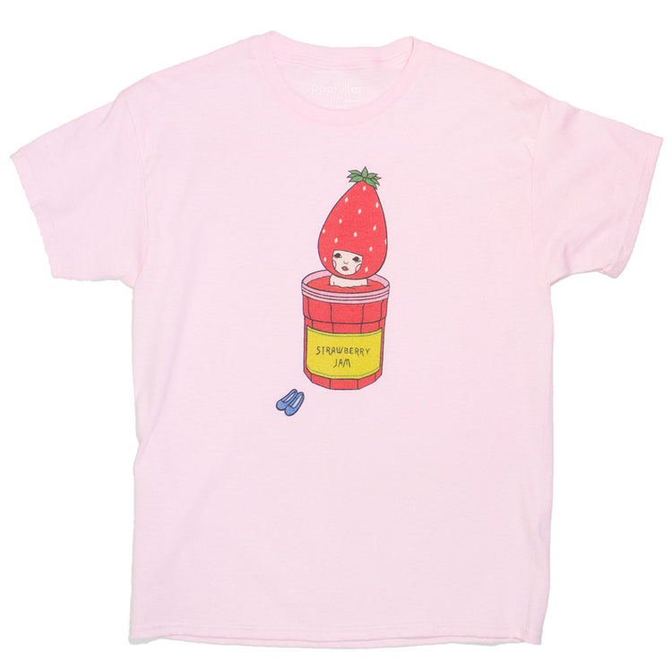 Kawaii strawberry jam cartoon character t-shirt.