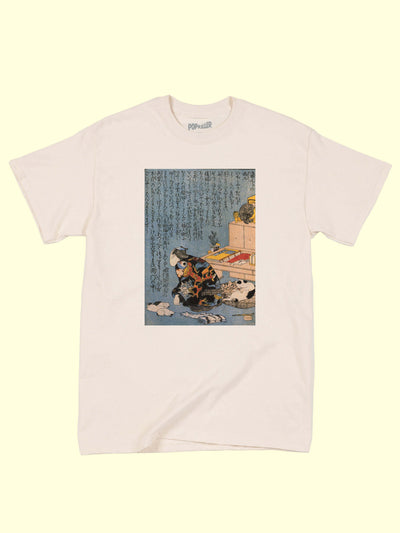 Cat ukiyo-e graphic tee by Los Angeles brand Popkiller.
