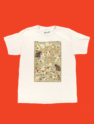 Ukiyoe t shirt cats playing youth tee.