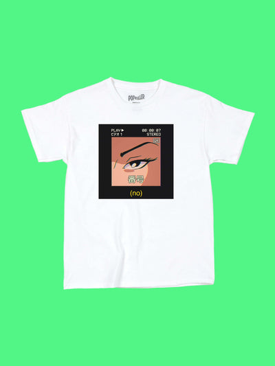 Vaporwave anime eye graphic t-shirt.
