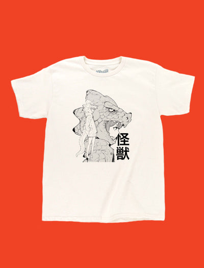 Kaiju anime girl graphic women's tee by Japanese artist Acky Bright.