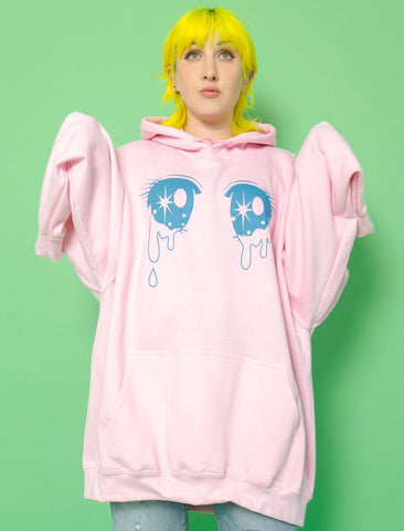 Anime eye pink super large hoodie.