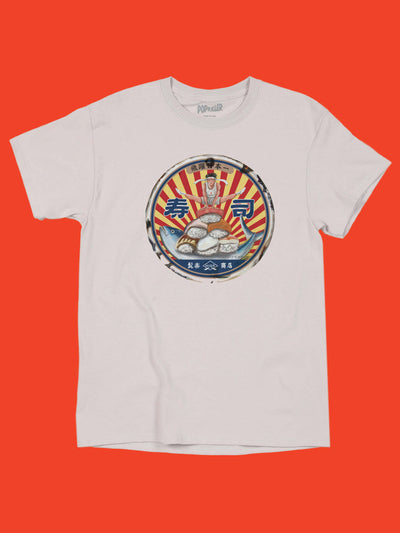 Retro sushi graphic tee by Japanese artist Anraku.
