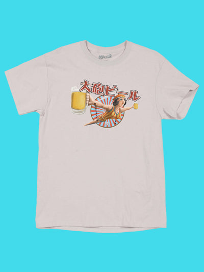 Retro Japanese beer graphic tee by artist Anraku.