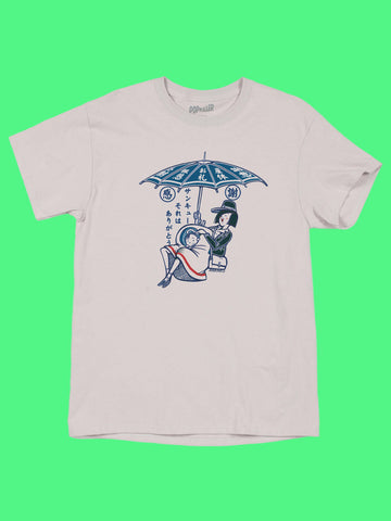 Baby stork graphic tee by Japanese artist Anraku.