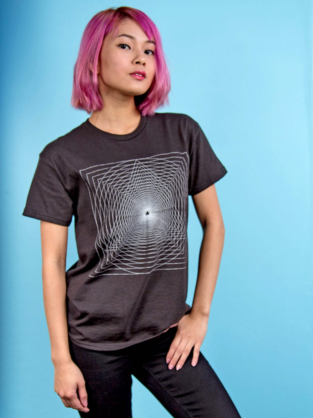 Unisex graphic t-shirt with an optical illusion design by Little Tokyo brand Popkiller.