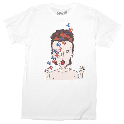 David Bowie cat parody graphic t-shirt.