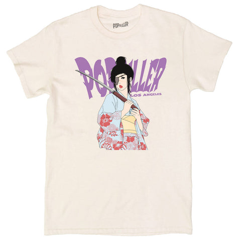 Eye patch samurai woman graphic t-shirt.
