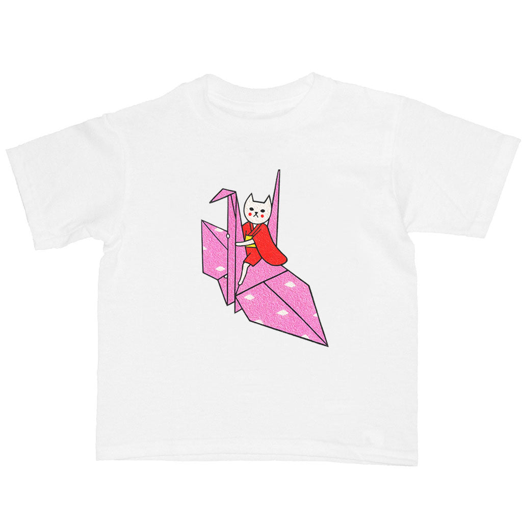Kawaii pink origami cat kid's t-shirt.