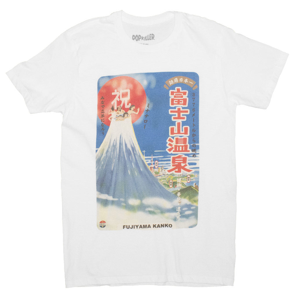 Showa Mt. Fuji graphic t-shirt by Japanese artist Anraku.