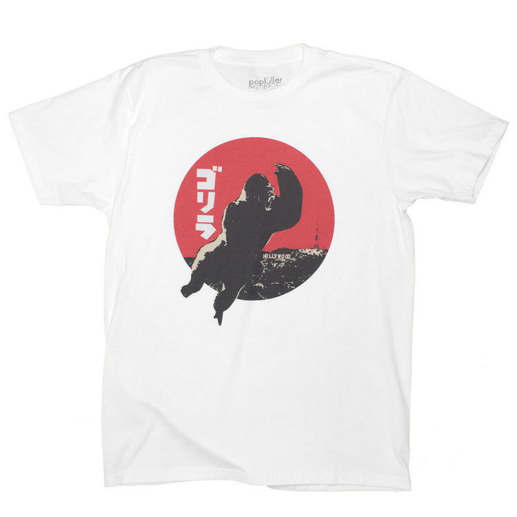 White Japanese Kaiju graphic t-shirt by LA brand Popkiller.