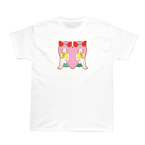Kawaii strawberry pink heart t-shirt.