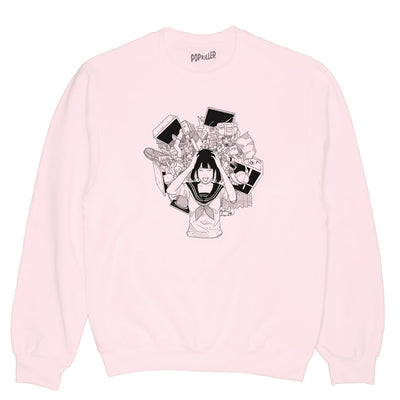 Creepy cute cyberpunk anime graphic sweater.