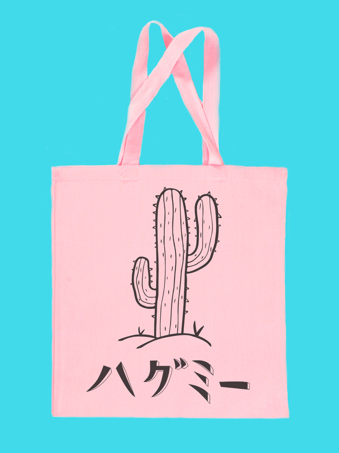 hug me cactus pink tote bag by Los Angeles brand Popkiller.