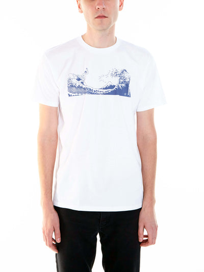 Sumo wrestler surfing on a wave t-shirt.