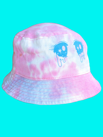 Anime eyes tie dye bucket hat for the kawaii fanatics.