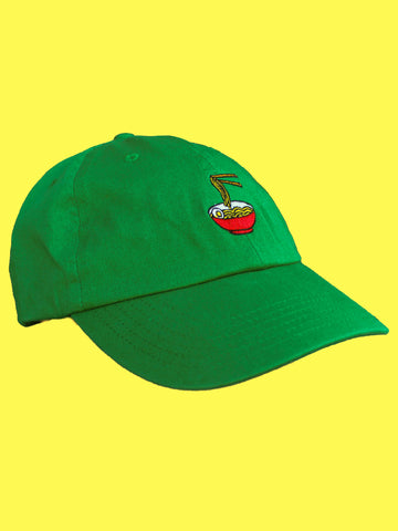 Green Japanese polo cap for ramen lovers and foodies.