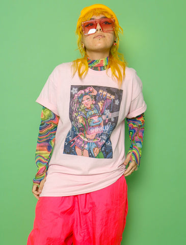 Sci fi neon nightlife babe t-shirt.