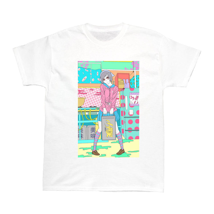 Colorful anime girl graphic t-shirt.