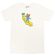 Cream graphic t-shirt with California bear by kawaii artist Naoshi.