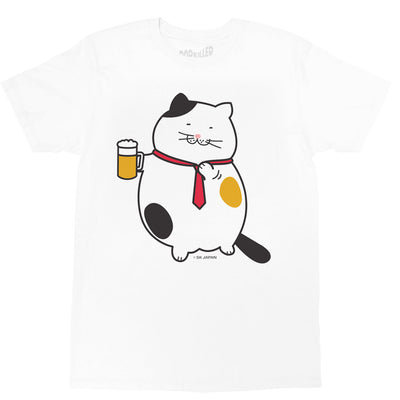 Salaryman cat graphic tee by Japanese artist Debuneko.
