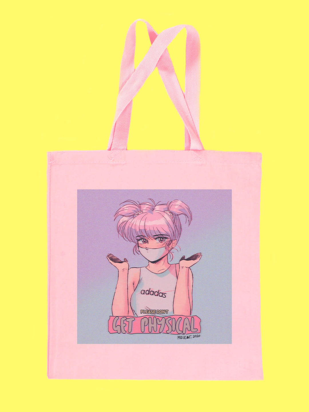 Retro anime aesthetic adidas babe pink canvas book tote.