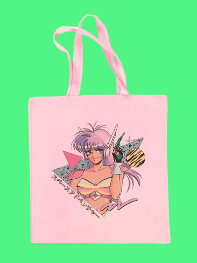 Vaporwave sci fi anime pink tote bag.