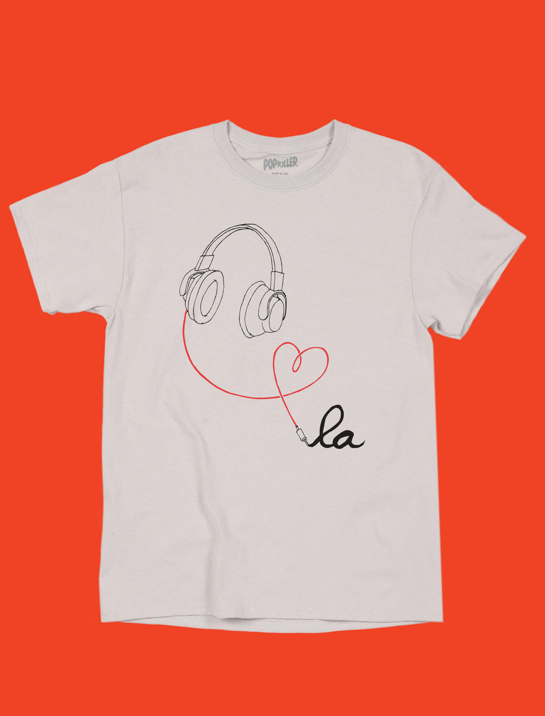 Los Angeles music fanatic ice grey color t-shirt.