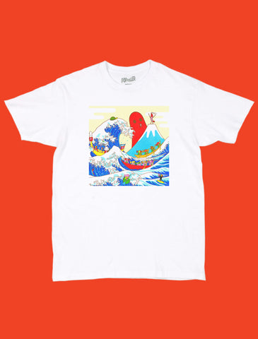 Japanese kawaii octopus hokusai wave inspired apparel.