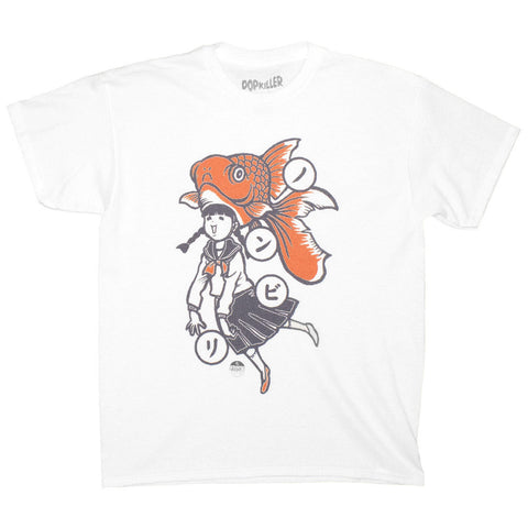 Japanese koi fish school girl graphic tee.