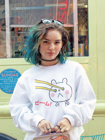 Kawaii bunny monster sweatshirt.