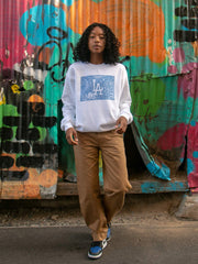 Model wearing los angeles apparel designed by Okamoto Daisuke.