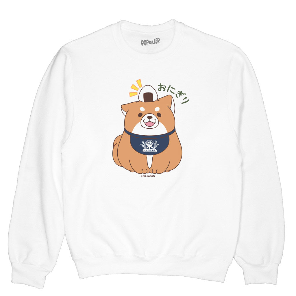 Onigiri shiba dog graphic sweatshirt.
