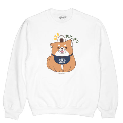 Onigiri shiba dog graphic sweatshirt.