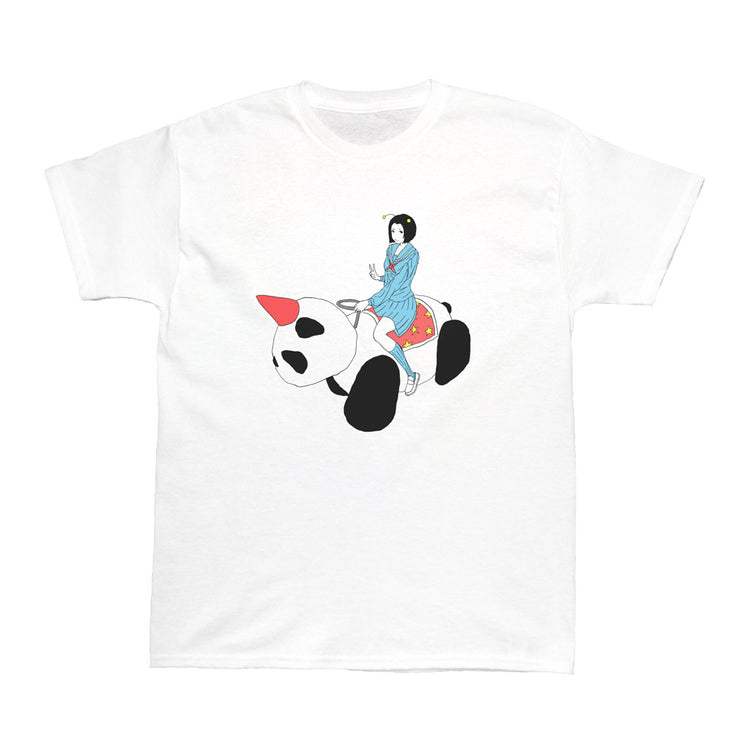 Alien panda girl graphic t-shirt.