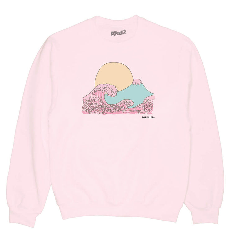 Pink pastel aesthetic Mt. Fuji sweatshirt.