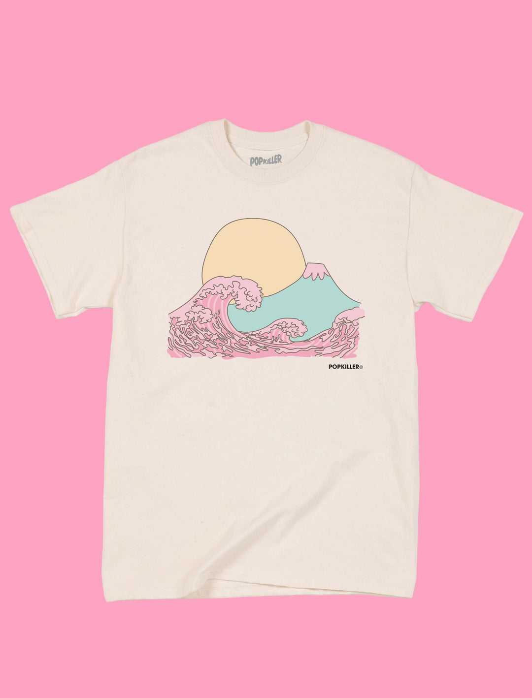 Pastel vaporwave Great Wave Mt. Fuji graphic t-shirt.