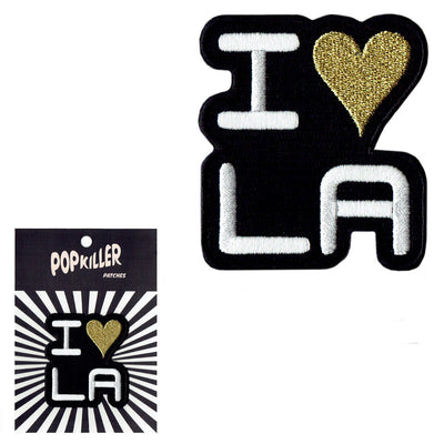 Black, gold, and white I heart LA patch.