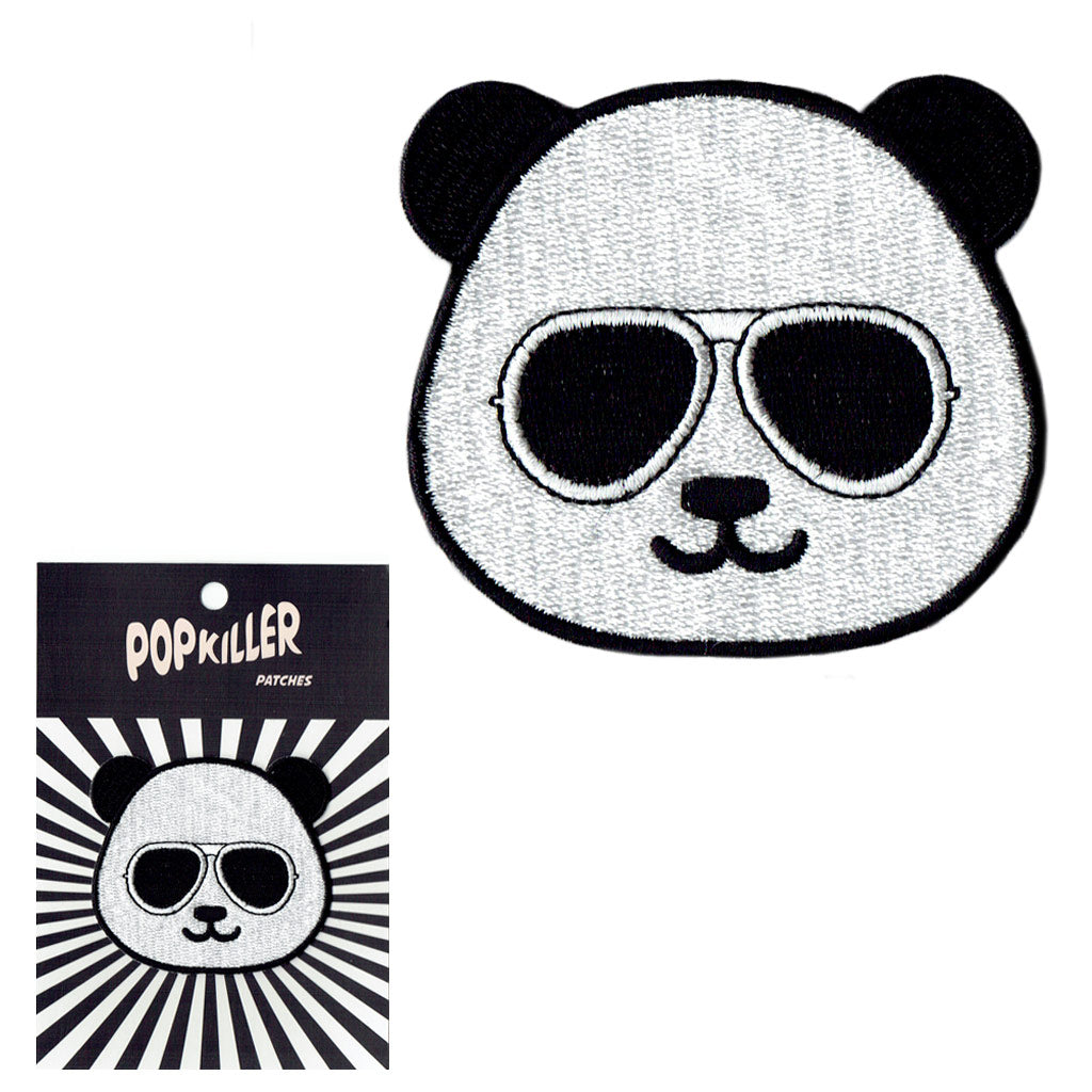 Cool sunglasses panda iron on patch.