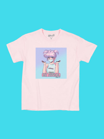 Masked aesthetic vaporwave anime girl tee.