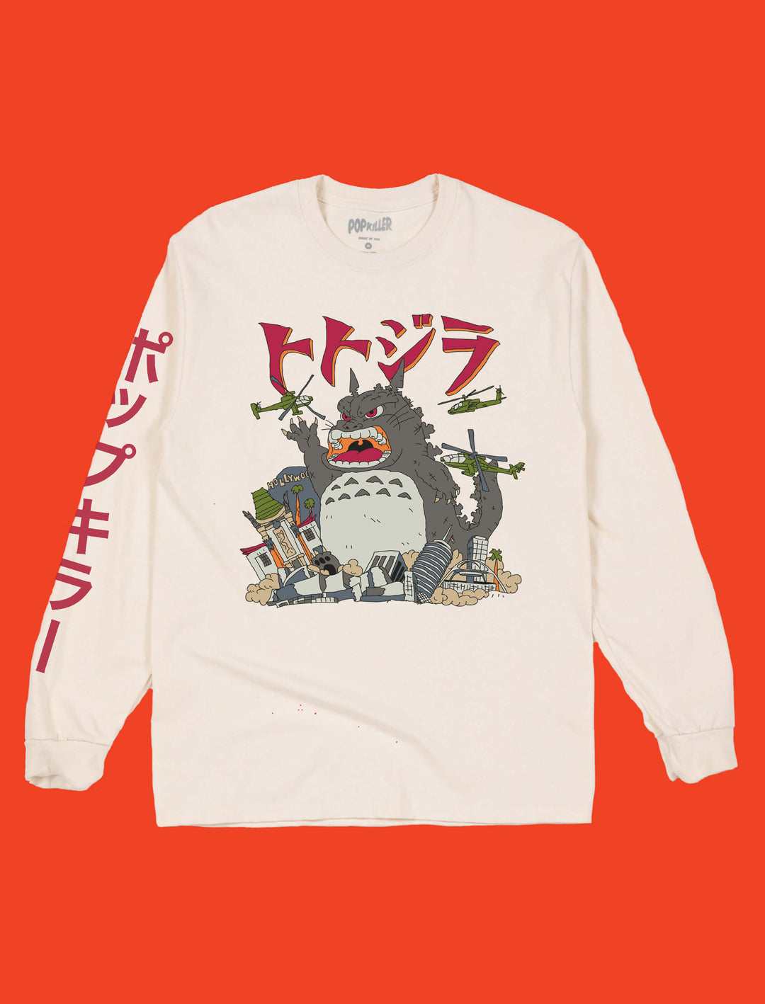 Totoro and godzilla anime inspired apparel unisex long sleeves.