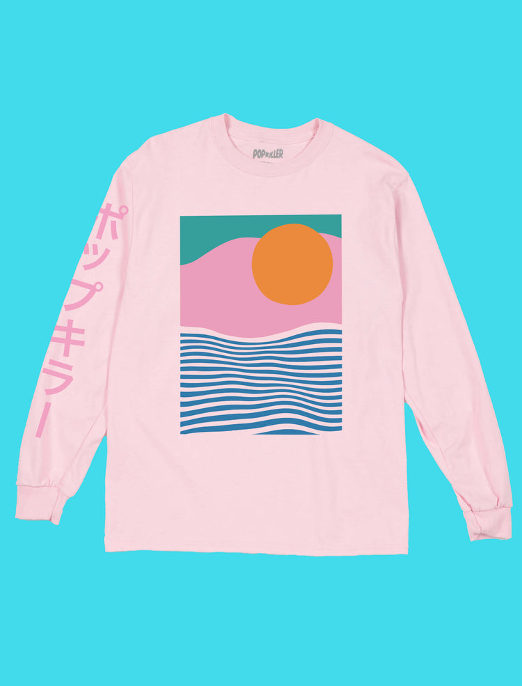 Pink aesthetic chill vibe apparel unisex long sleeves.