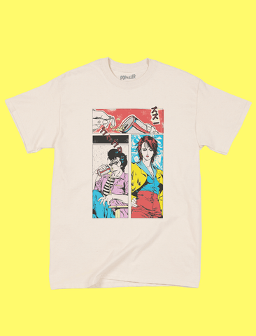 Retro 80s Japanese manga apparel.