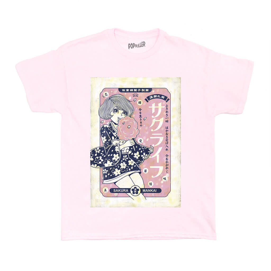 Pink cherry blossom Japanese festival t-shirt.