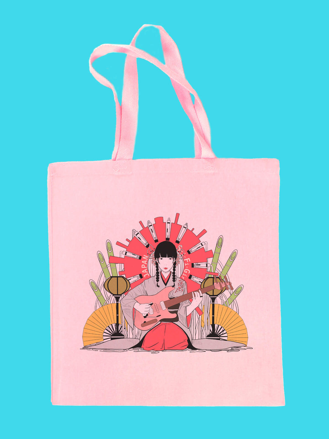 Modern rockstar kimono geisha pink tote bag.