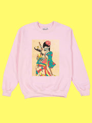 Masked samurai woman anime sweatshirt.